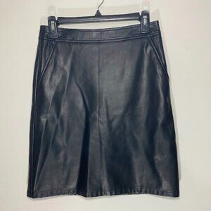 LOFT Faux Black Leather Pocket Skirt